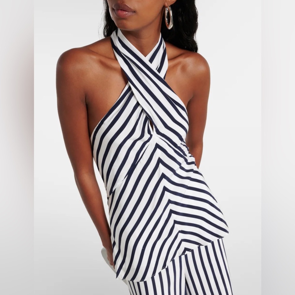 NWT Staud Dawn striped halterneck top in Black/White *Flaws*
